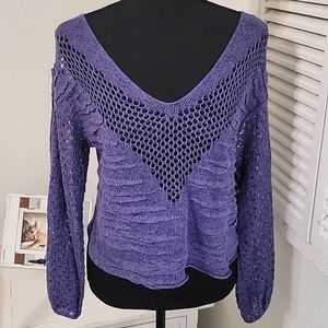 Free People Linen Cut Out Sweater